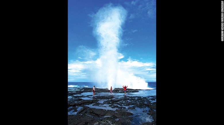 Water from the Alofaaga Blowholes can fly hundreds of feet in the air.